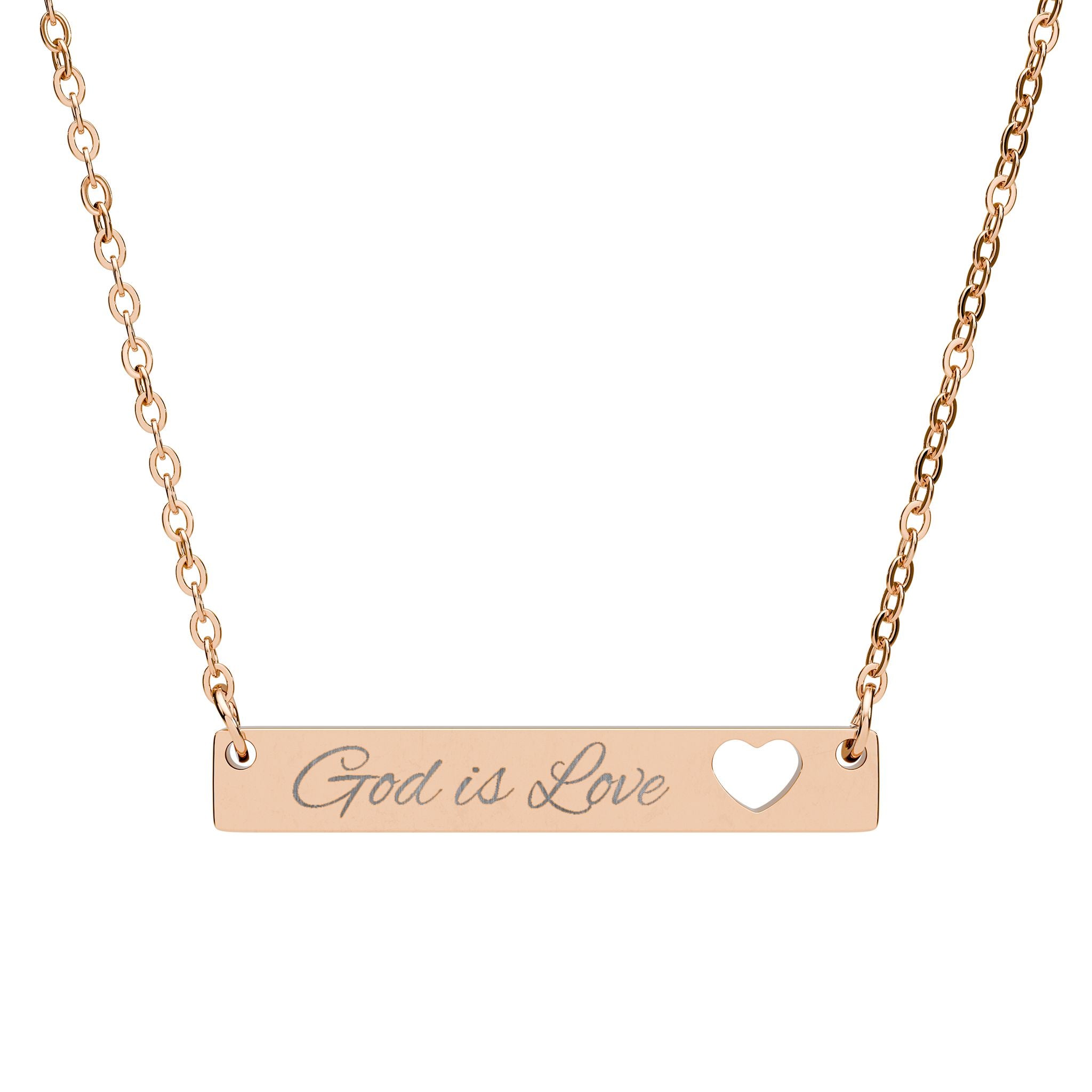 GOD IS LOVE HEART BAR NECKLACE