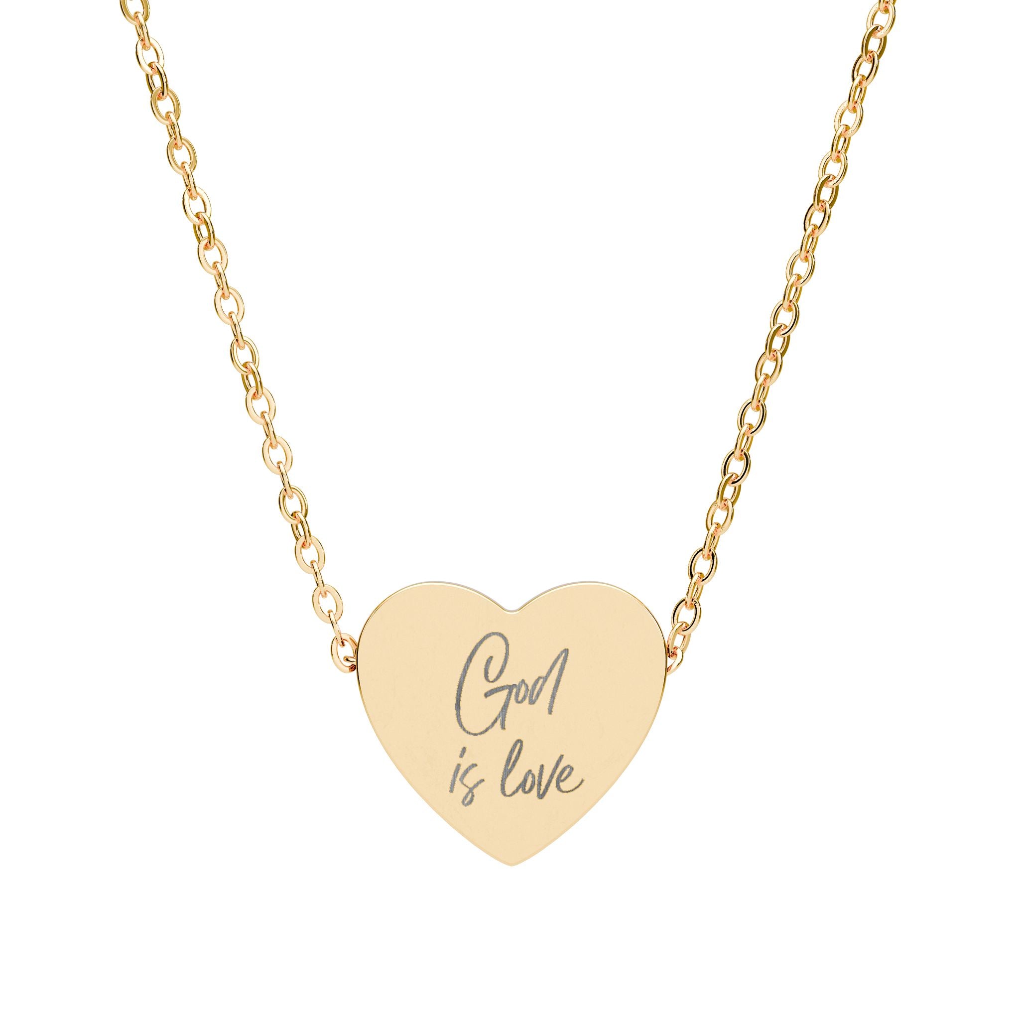 GOD IS LOVE ENGRAVED HEART NECKLACE