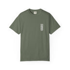 Green t-shirt with white fish illustrations and 'Brooklyn Fishing Club' text on a white background