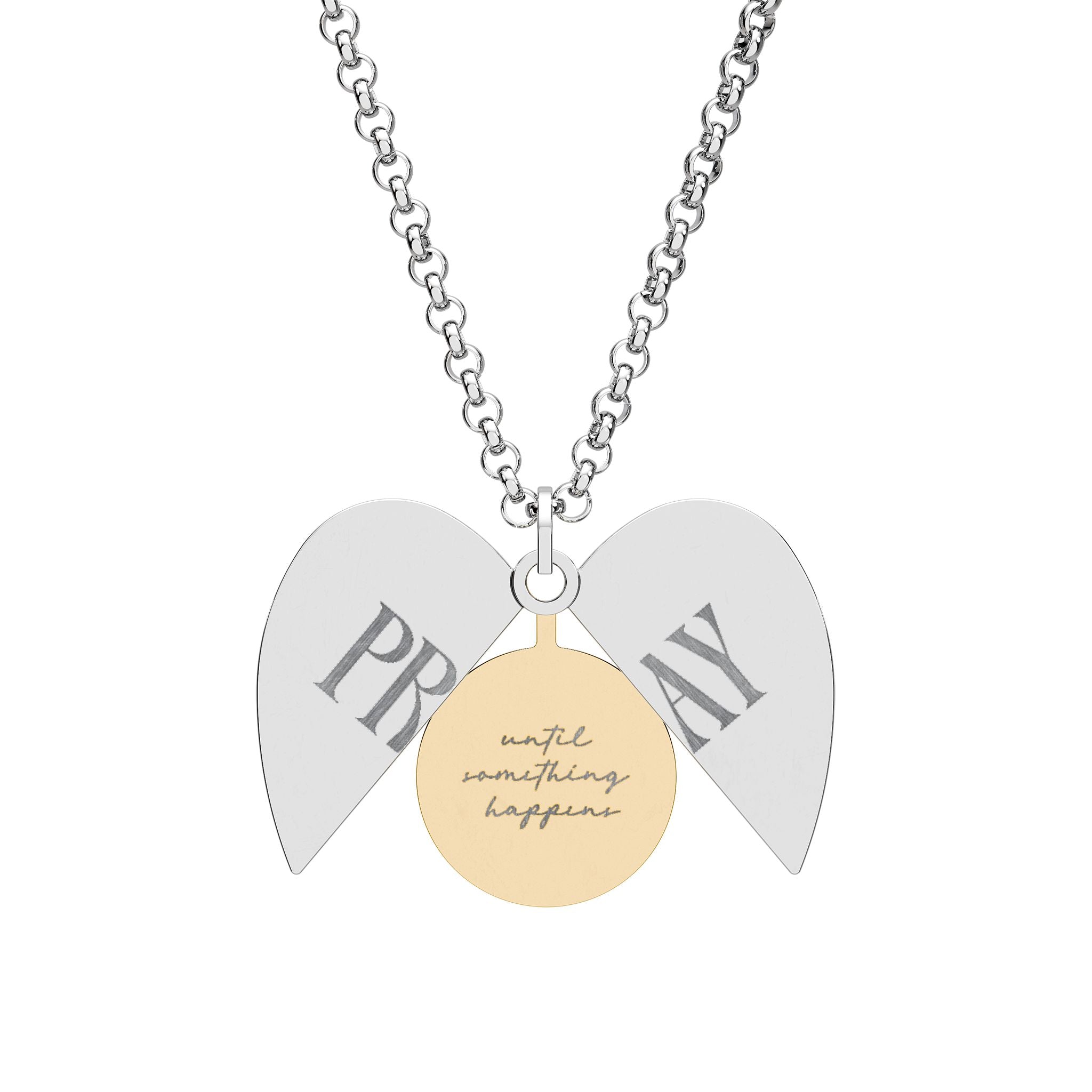 PRAY UNTIL SOMETHING HAPPENS HEART NECKLACE
