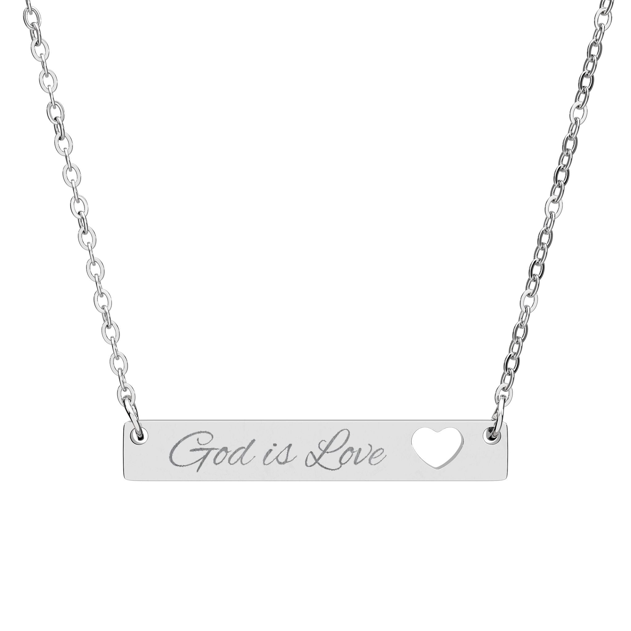 GOD IS LOVE HEART BAR NECKLACE