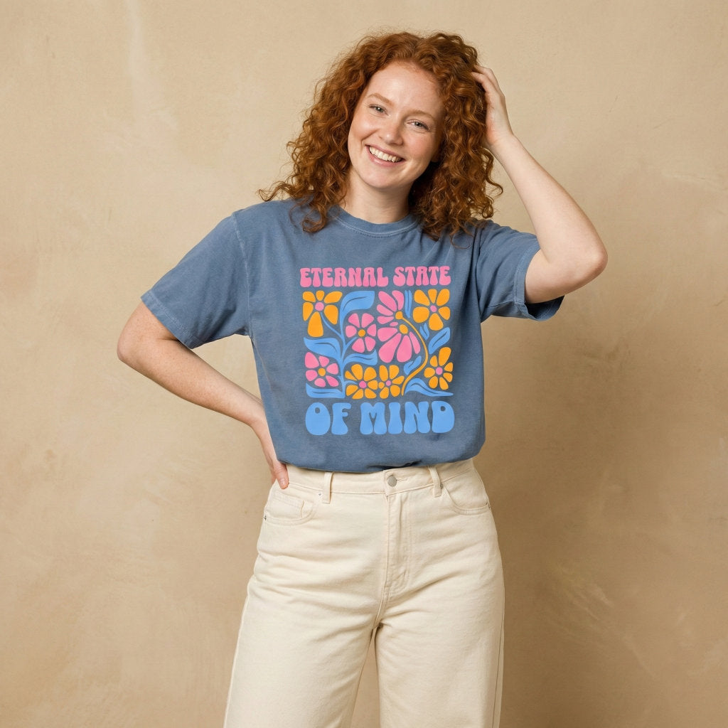 Christian inspirational t-shirt inspired by Colossians 3 2 floral retro design