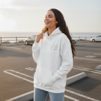 Minimal Christian hoodie with How They Grow botanical illustration on chest