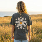 Christian streetwear shirt featuring I Am Forgiven flower typography design