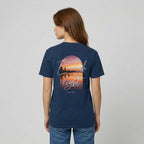 Detailed shot of the Enough Light For Today graphic highlighting the vibrant orange and purple sunset tones.