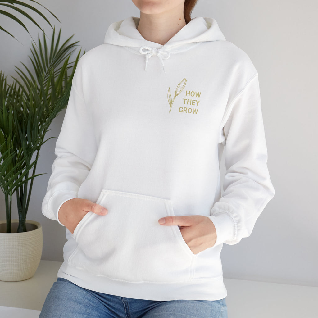 White Comfort Colors Christian hoodie with Luke 12:27 design